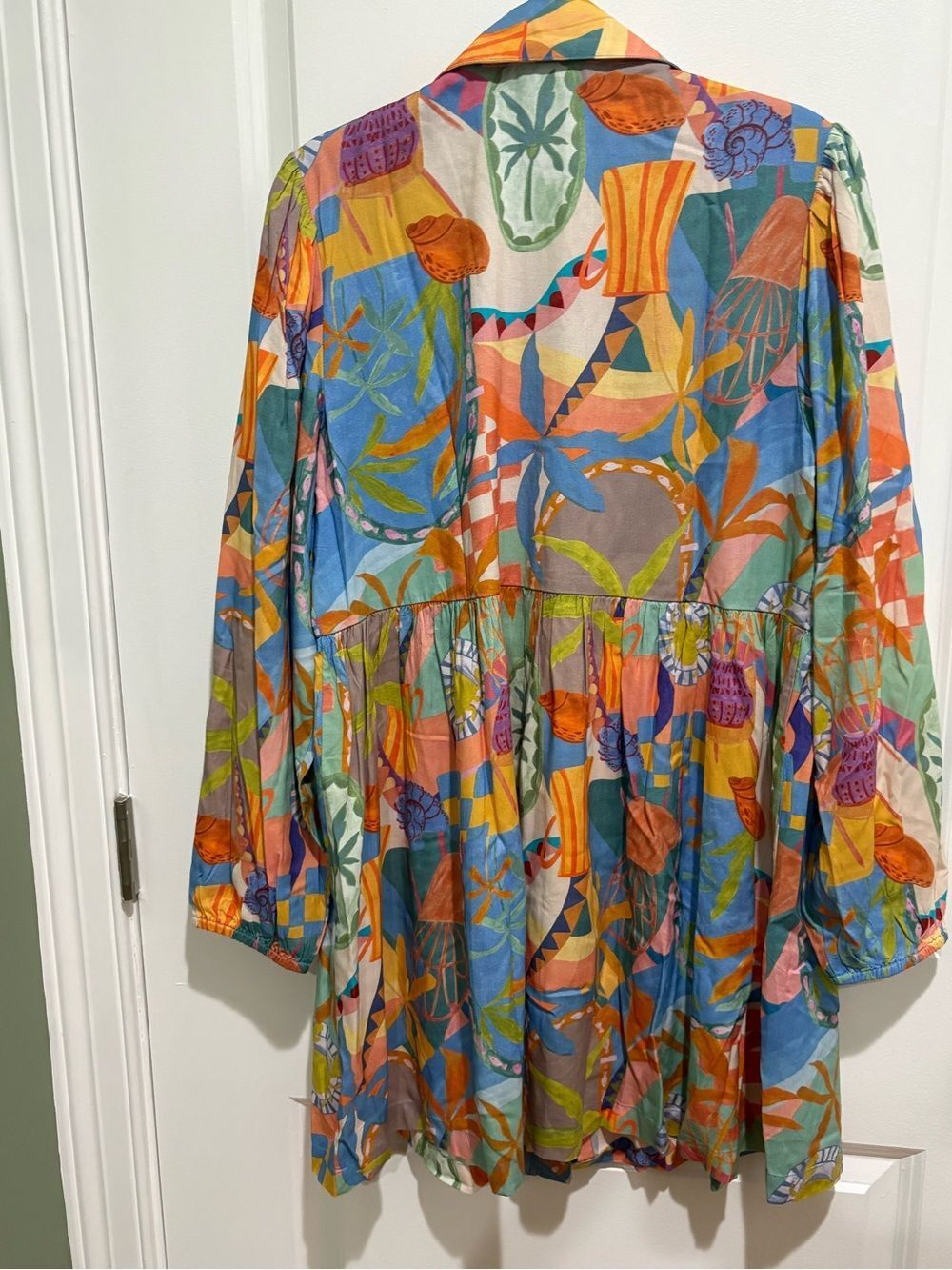 Colorful Abstract Button-Front Tunic Dress - Picture 2 of 4